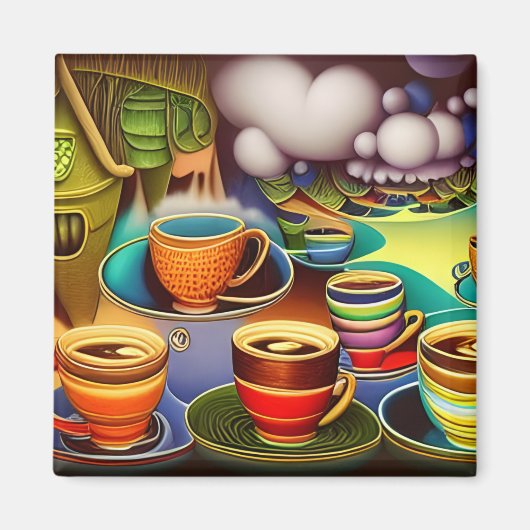 Whimsical Land of Coffee Cups Magneet (Voorkant)