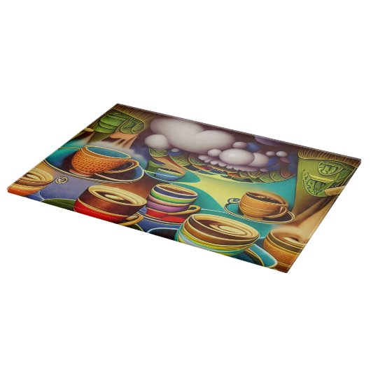 Whimsical Land of Coffee Cups Snijplank (Hoek)