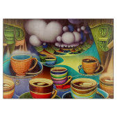 Whimsical Land of Coffee Cups Snijplank (Voorkant)