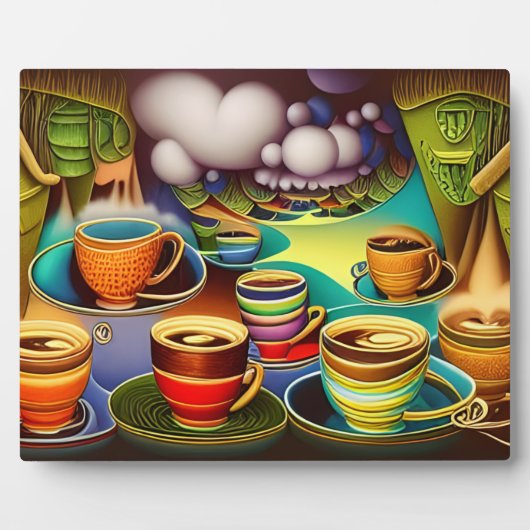 Whimsical Land of Coffee Cups Tabletop Fotoplaat (Voorkant)