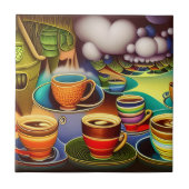 Whimsical Land of Coffee Cups Tegeltje (Voorkant)