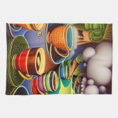 Whimsical Land of Coffee Cups Theedoek (Horizontaal)