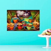 Whimsical Land of Coffee Digital Art Poster