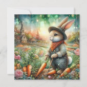 Whimsical Land Tuinier Bunny Pasen Feestdagenkaart (Voorkant)