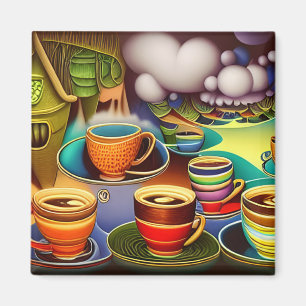 Whimsical Land van koffiekopjes Magneet