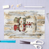 Whimsical Landelijk Sneeuwmannen Koppel DY8L Decou Tissuepapier (Craft)