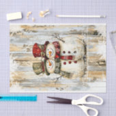 Whimsical Landelijk Sneeuwmannen Koppel DY8R Decou Tissuepapier (Craft)