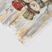 Whimsical Landelijk Sneeuwmannen Koppel DY8R Decou Tissuepapier (Detail)
