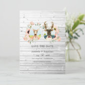 Whimsical Landelijke Bos Herten Bruiloft Save The Date (Staand voorkant)