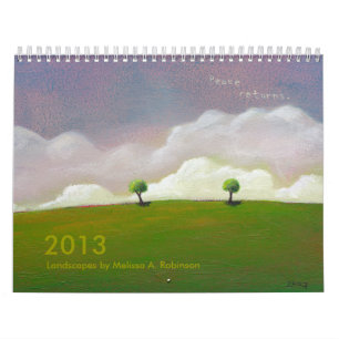 Whimsical landscape art maakt hoopvolle schilderij kalender