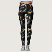 Whimsical Lang Haar Zwart Kat Kerstmis Pet Leggings (Voorkant)