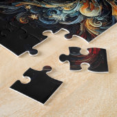 Whimsical Lang Haar Zwart Kat Kerstmis Pet Legpuzzel (Zijkant)