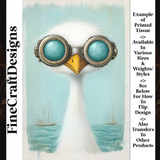 Whimsical Lange Hals Vogel & Twee Botens BS6 Décou Tissuepapier