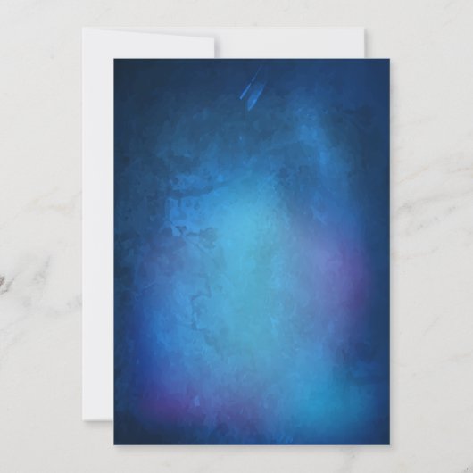 Whimsical lantaarn en vuurvliegjes blauw save the date (Achterkant)