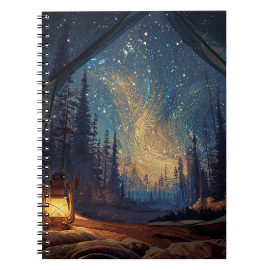 Whimsical Lantern Forest Sky Notitieboek (Voorkant)