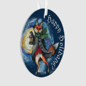 Whimsical Lantern Fox in the Snow-Holiday Ornament (voorkant)