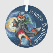Whimsical Lantern Fox in the Snow-Holiday Ornament (achterkant)