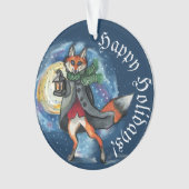 Whimsical Lantern Fox in the Snow-Holiday Ornament (voorkant)