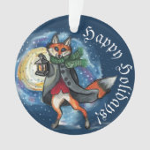 Whimsical Lantern Fox in the Snow-Holiday Ornament (voorkant)