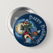 Whimsical Lantern Fox in the Snow-Holiday Ronde Button 7,6 Cm (Voorkant /achterkant)