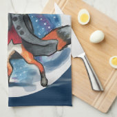 Whimsical Lantern Fox in the Snow-Holiday Theedoek (Quarter Fold)
