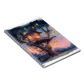 Whimsical Lantern Treehouse Twilight Art Notitiebo Notitieboek (Rechterzijde)