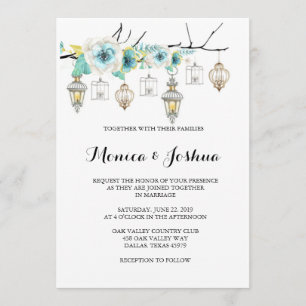 Whimsical Lantern Wedding Invitations Kaart