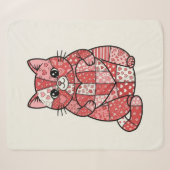 Whimsical Lapjeskat Met Hart Kunst Sherpa Deken (Voorkant (horizontaal))