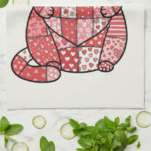 Whimsical Lapjeskat met Hart Kunst Theedoek (Gevouwen)