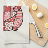 Whimsical Lapjeskat met Hart Kunst Theedoek (Quarter Fold)