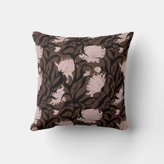 Whimsical Large Flower Chocolate Brown Kussen (Achterkant)