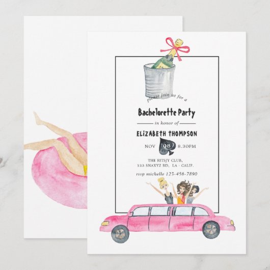 Whimsical Las Vegas Bachelorette Party Kaart (Voorkant / Achterkant)