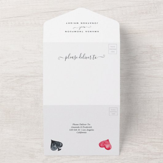 Whimsical Las Vegas bruiloft All In One Uitnodiging (Buitenkant)