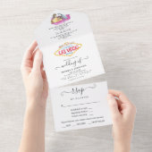 Whimsical Las Vegas bruiloft All In One Uitnodiging (Afscheurbaar)