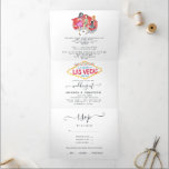 Whimsical Las Vegas bruiloft Drieluik Uitnodiging<br><div class="desc">Huwelijksuitnodiging in Las Vegas met gastgegevens en een rsvp-slip met cut-off.</div>