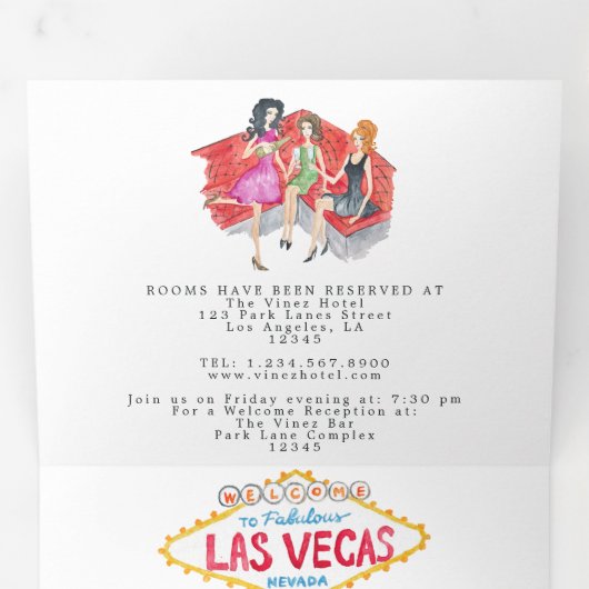 Whimsical Las Vegas bruiloft Drieluik Uitnodiging (Binnenzijde eerst)
