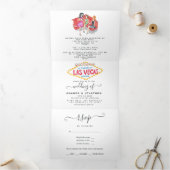 Whimsical Las Vegas bruiloft Drieluik Uitnodiging (Binnen)