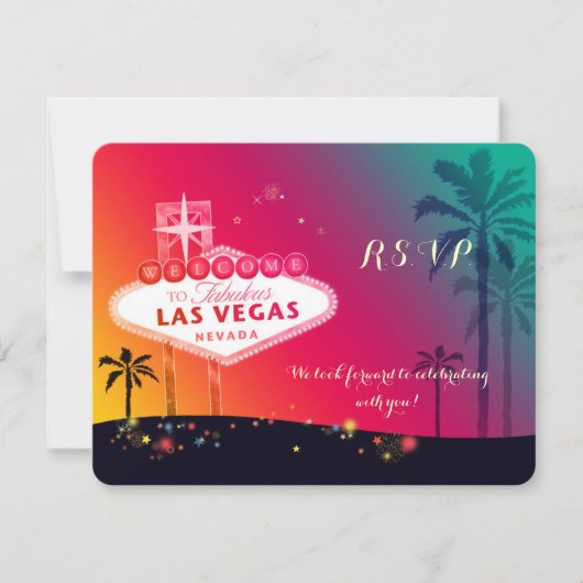 Whimsical Las Vegas Huwelijksreactie RSVP Kaartje (Voorkant)