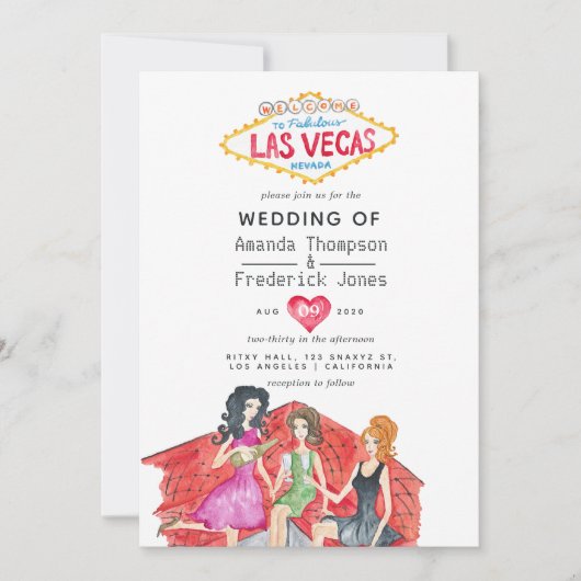 Whimsical Las Vegas Wedding Invitation Kaart (Voorkant)