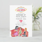 Whimsical Las Vegas Wedding Invitation Kaart (Staand voorkant)