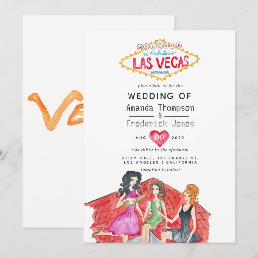 Whimsical Las Vegas Wedding Invitation Kaart (Voorkant / Achterkant)