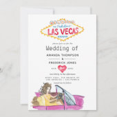 Whimsical Las Vegas Wedding Invitation Kaart (Voorkant)
