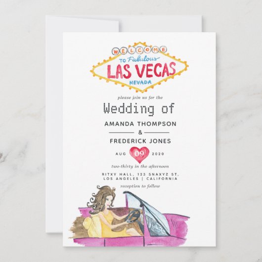 Whimsical Las Vegas Wedding Invitation Kaart (Voorkant)