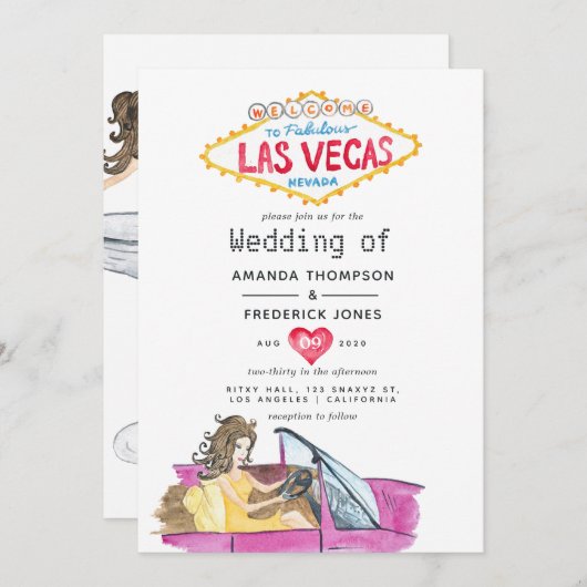 Whimsical Las Vegas Wedding Invitation Kaart (Voorkant / Achterkant)