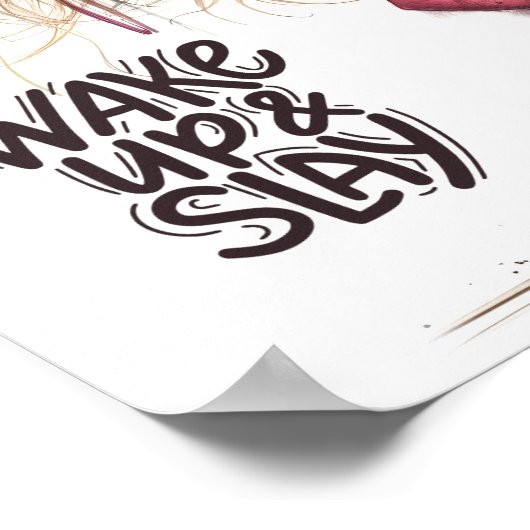 Whimsical Latte Girl Wake Up & Slay Motivatie Poster (Hoek)