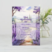 Whimsical Lavendel Bruiloft Kaart (Staand voorkant)