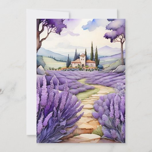 Whimsical Lavendel Bruiloft Kaart (Achterkant)