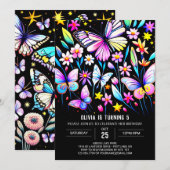 Whimsical Lavendel Delicate Vlinder Verjaardag Kaart (Voorkant / Achterkant)