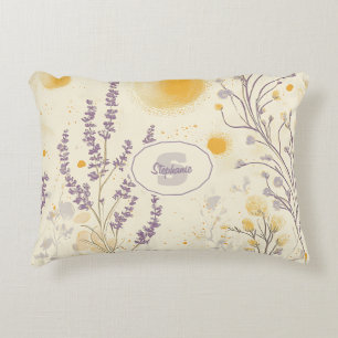 Whimsical Lavendel & Geel Bloempatroon Accent Kussen