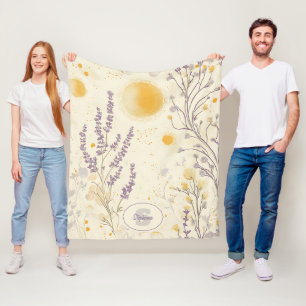 Whimsical Lavendel & Geel Bloempatroon Fleece Deken